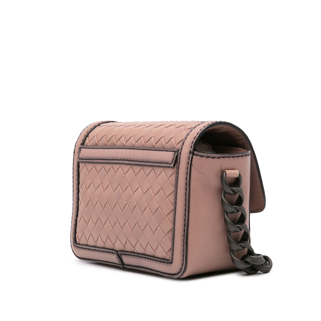 Nappa Intrecciato Mirror Lens Shoulder Bag Pink - Gaby Paris