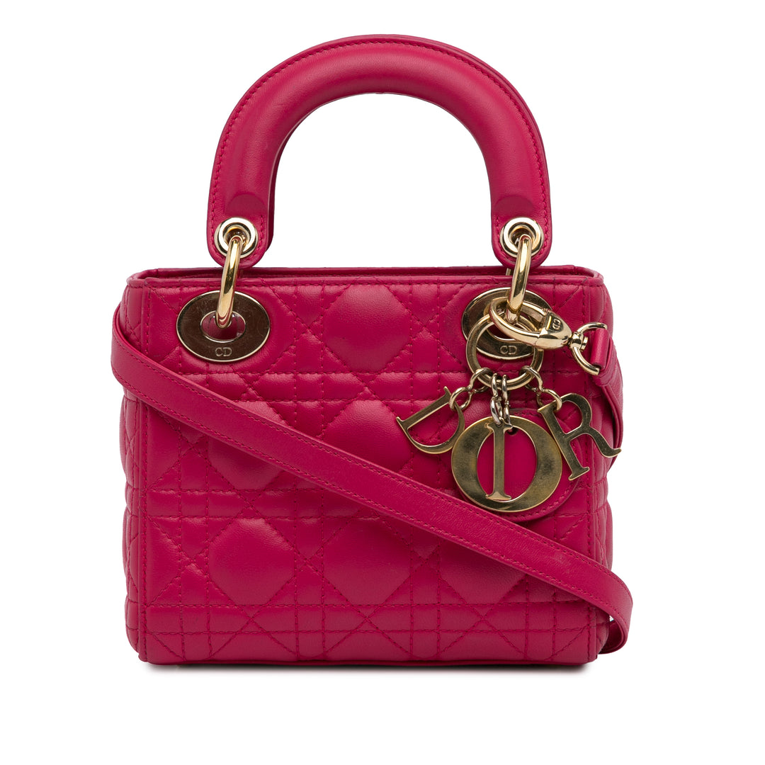 Mini Lambskin Cannage Lady Dior Pink - Gaby Paris