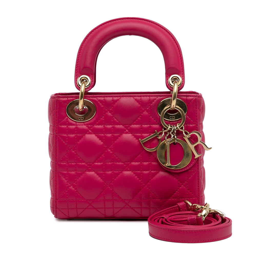 Mini Lambskin Cannage Lady Dior Pink - Gaby Paris