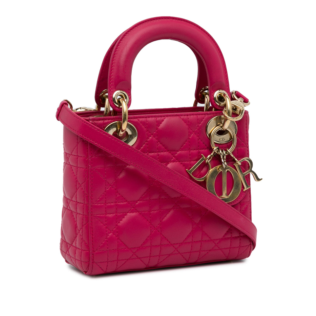 Mini Lambskin Cannage Lady Dior Pink - Gaby Paris