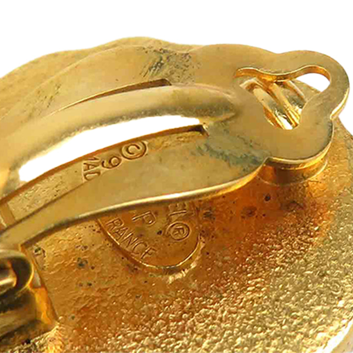Chanel CC plaqué Sunburst Rond À clip Boucles d'oreilles Doré – vue 10 – GABY PARIS