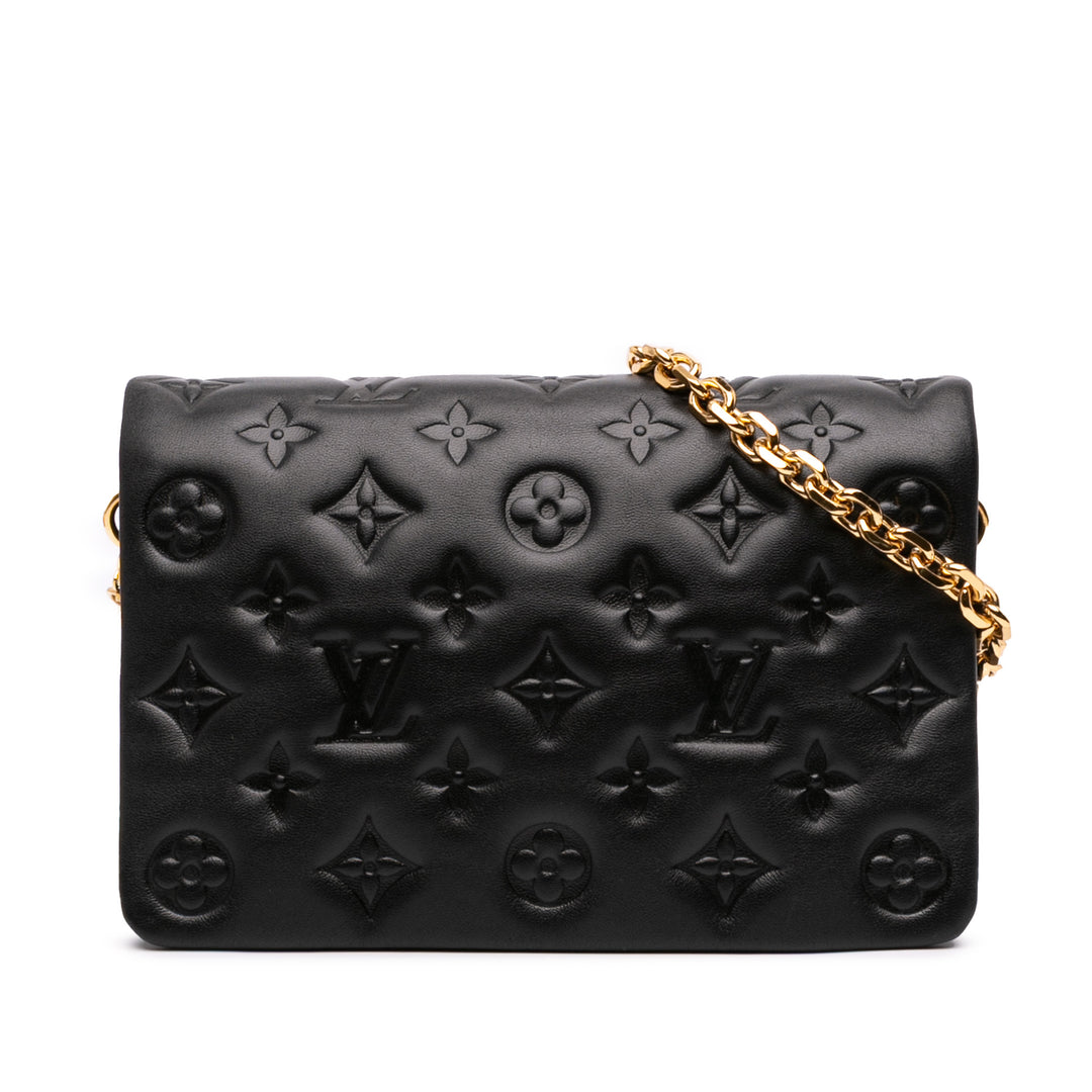 Monogram Embossed Pochette Coussin Black - Gaby Paris
