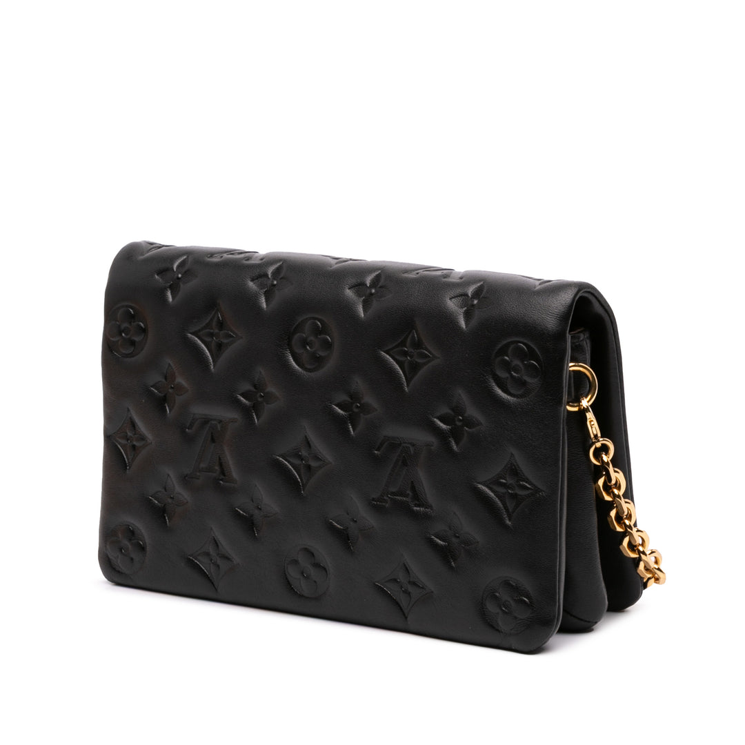 Monogram Embossed Pochette Coussin Black - Gaby Paris