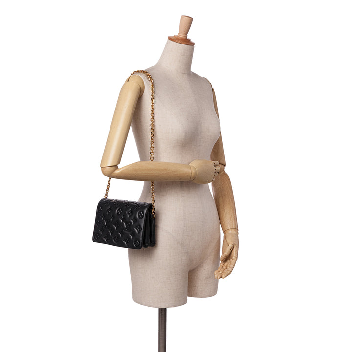 Monogram Embossed Pochette Coussin Black - Gaby Paris