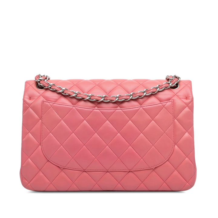 Jumbo Classic Lambskin Double Flap Pink - Gaby Paris