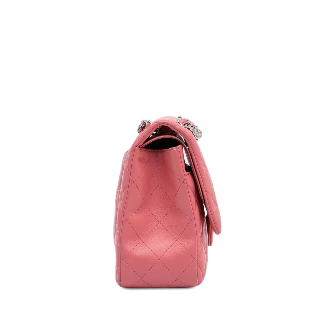 Jumbo Classic Lambskin Double Flap Pink - Gaby Paris