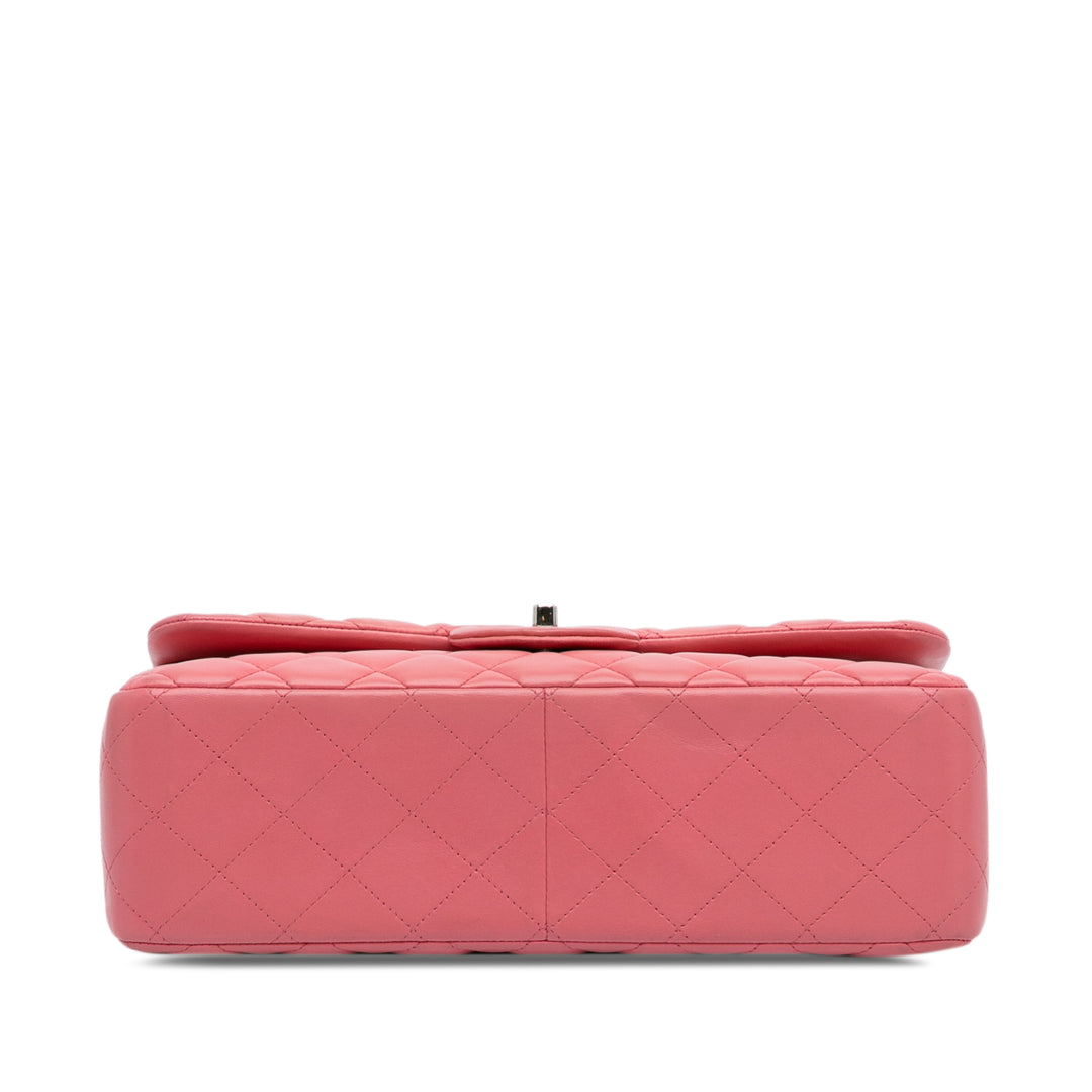 Jumbo Classic Lambskin Double Flap Pink - Gaby Paris