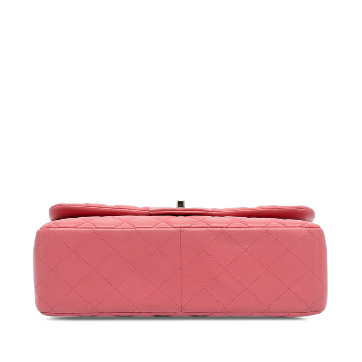 Jumbo Classic Lambskin Double Flap Pink - Gaby Paris