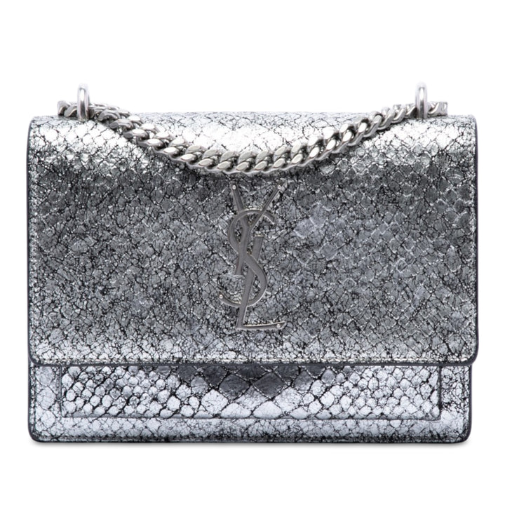 Python embossé Sunset Sac Moyen Argenté