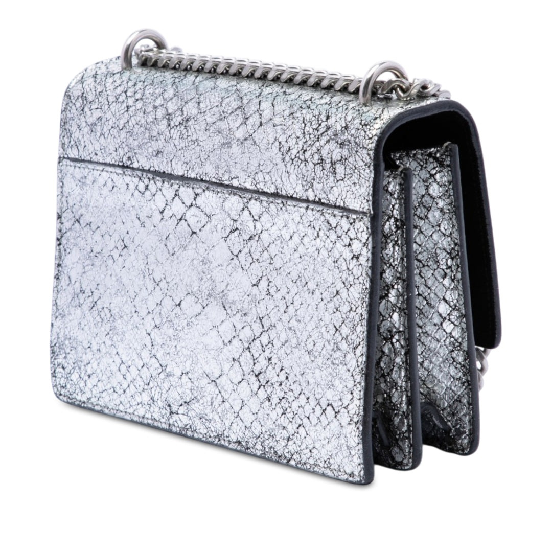 Python embossé Sunset Sac Moyen Argenté