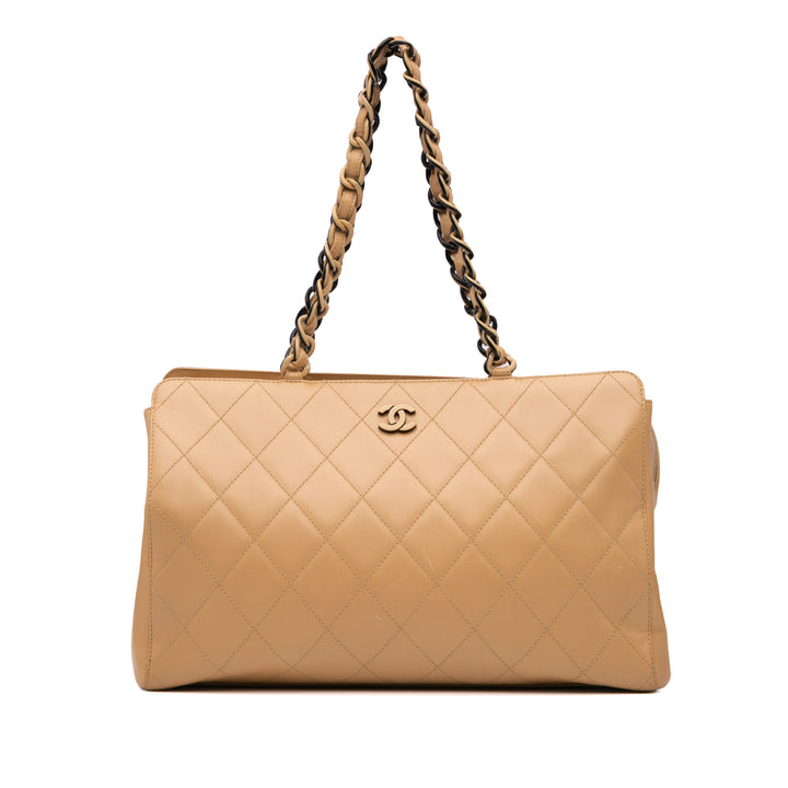Chanel CC Quilted Cuir d’agneau Chain Sac bandoulière Marron