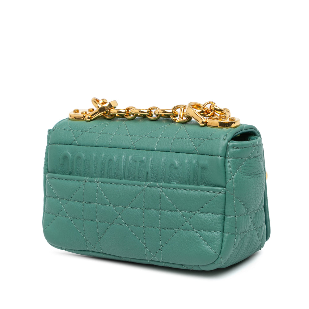 Micro Calfskin Cannage Supple Caro Bag Green - Gaby Paris