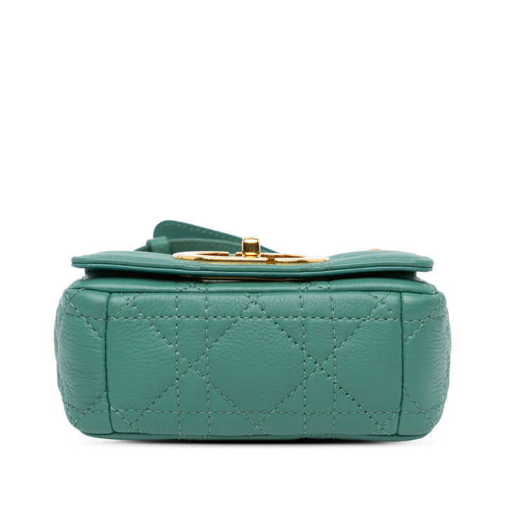 Micro Calfskin Cannage Supple Caro Bag Green - Gaby Paris