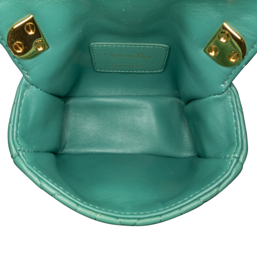 Micro Calfskin Cannage Supple Caro Bag Green - Gaby Paris