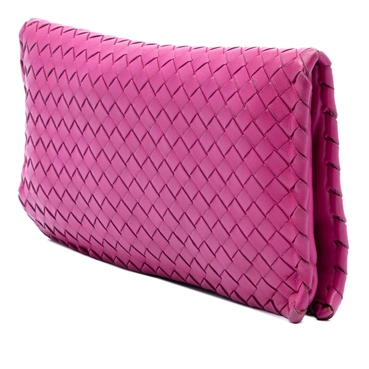 Bottega Veneta Pochette Intrecciato Turn Lock nappa Rose – vue 2 – GABY PARIS