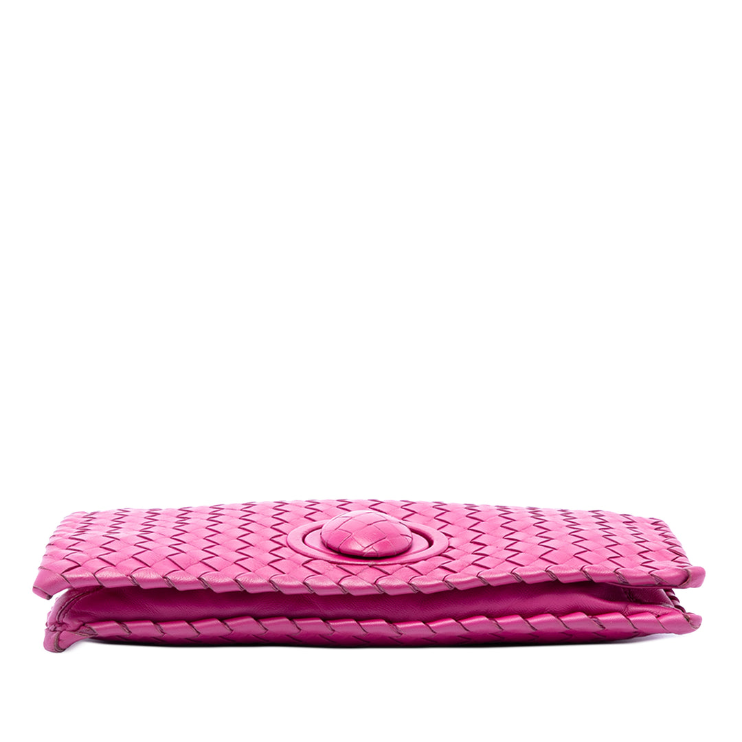 Bottega Veneta Pochette Intrecciato Turn Lock nappa Rose – vue 3 – GABY PARIS