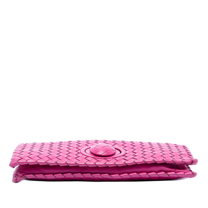 Bottega Veneta Pochette Intrecciato Turn Lock nappa Rose – vue 3 – GABY PARIS