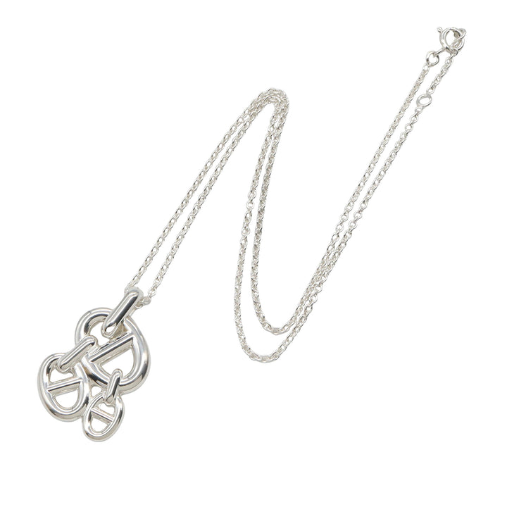 Hermès Sterling Argenté Chaine d'Ancre Enchainee Pendant Collier Argenté