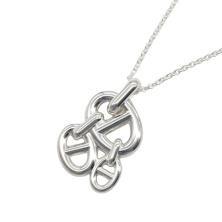 Hermès Sterling Argenté Chaine d'Ancre Enchainee Pendant Collier Argenté