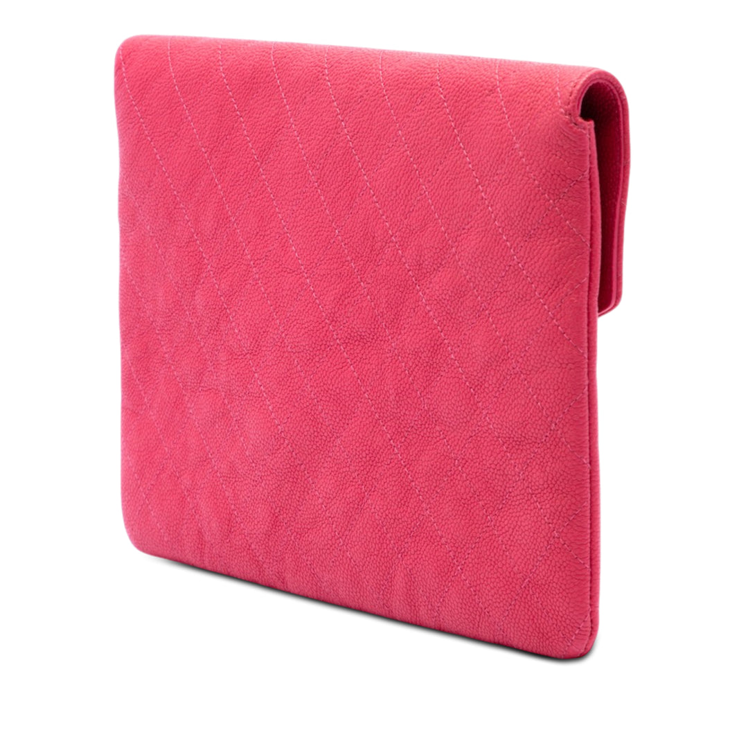 Paris Cuba Matelassé Thread Around Enveloppe Pochette Cuir caviar Rose
