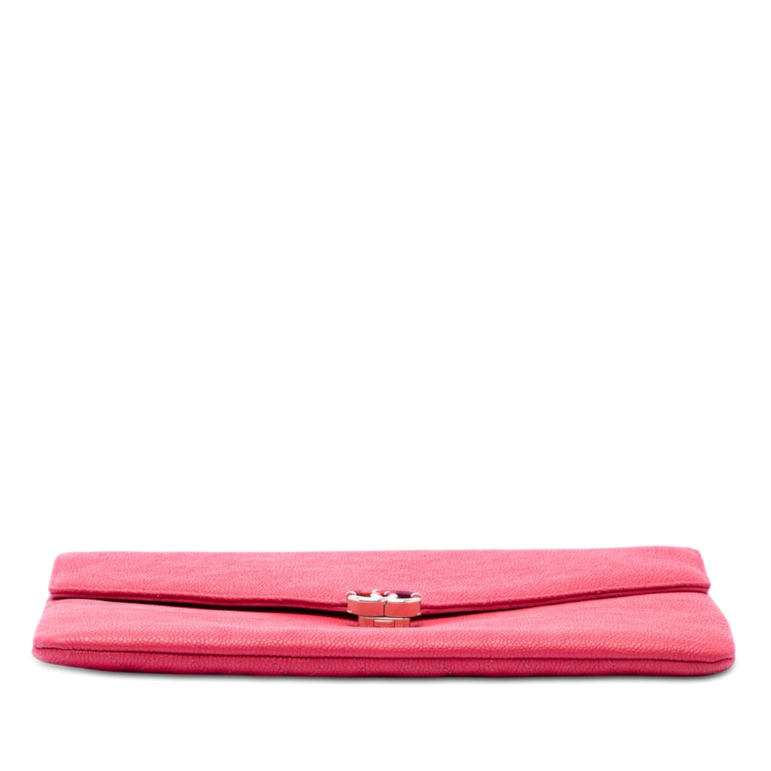 Paris Cuba Matelassé Thread Around Enveloppe Pochette Cuir caviar Rose