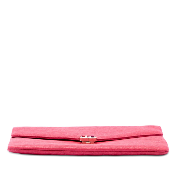 Paris Cuba Matelassé Thread Around Enveloppe Pochette Cuir caviar Rose