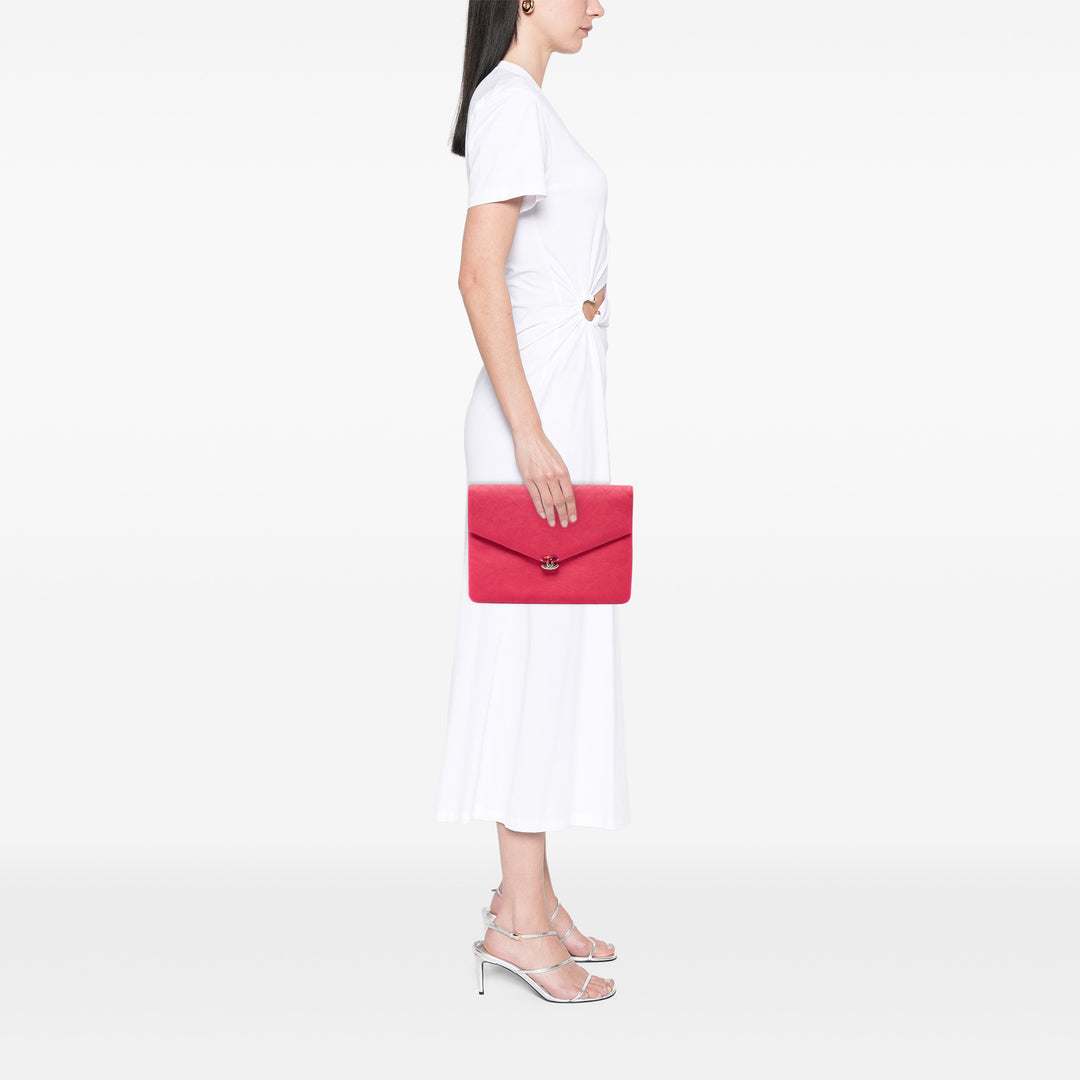 Paris Cuba Matelassé Thread Around Enveloppe Pochette Cuir caviar Rose