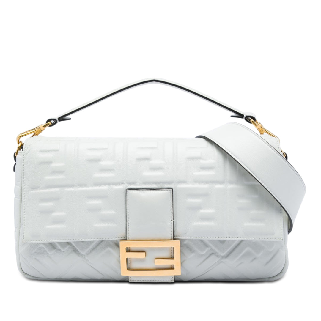 Fendi Large Zucca embossé Cuir Baguette Sac