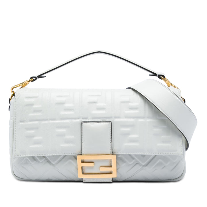 Fendi Large Zucca embossé Cuir Baguette Sac