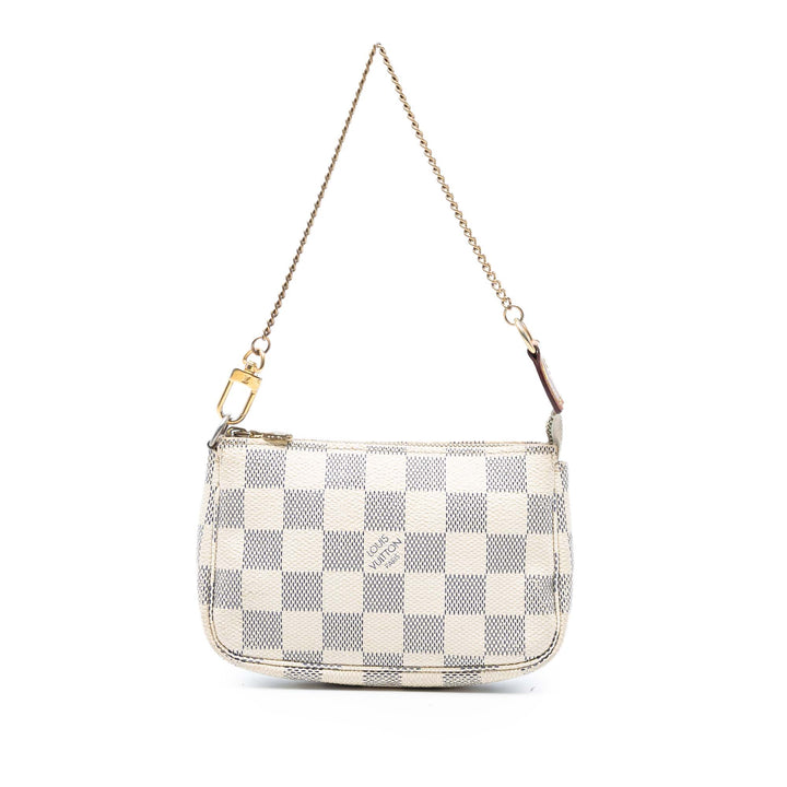 Pochette Accessoires Mini Damier Azur Blanc