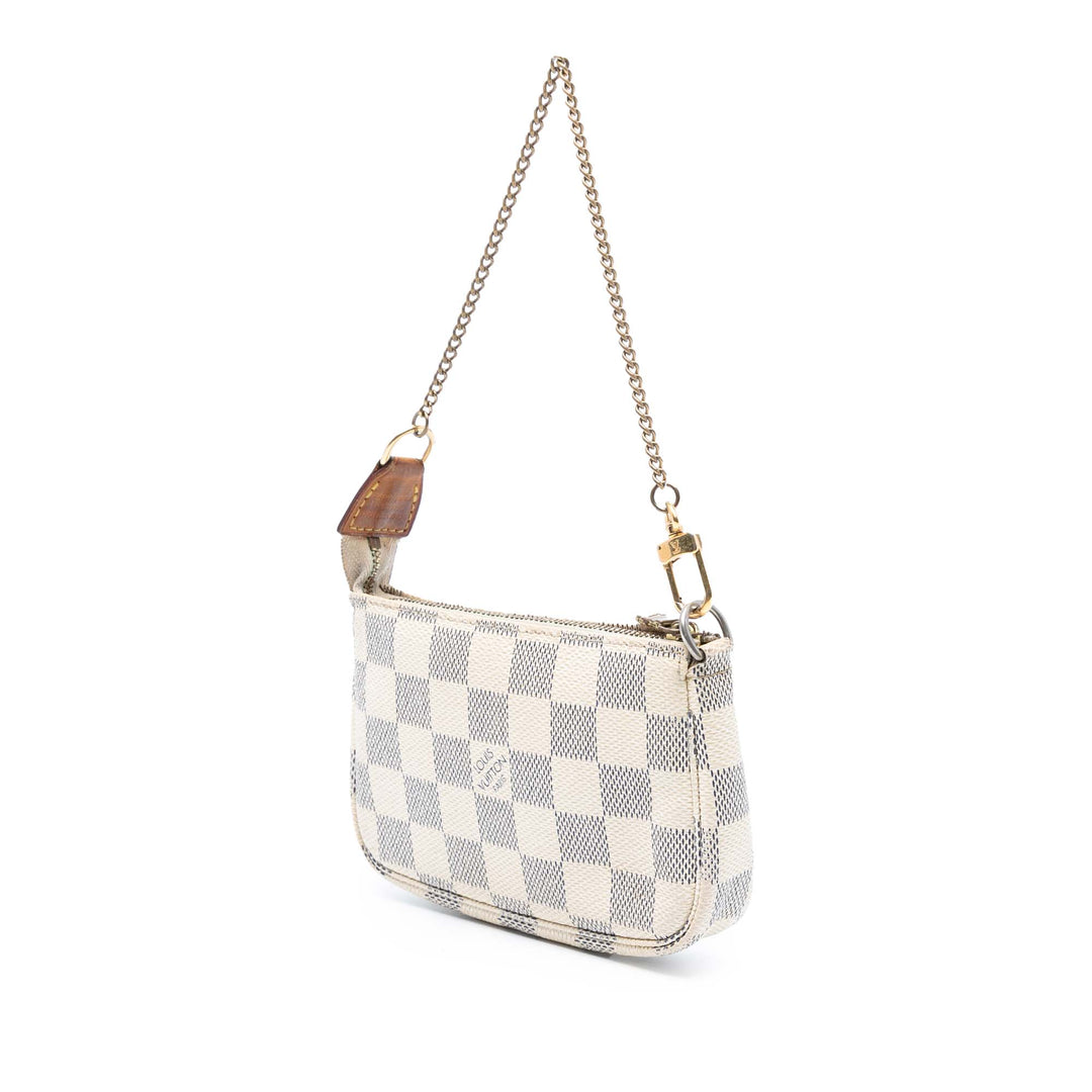 Pochette Accessoires Mini Damier Azur Blanc