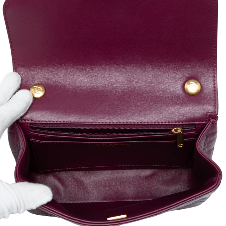 Chanel Mini Quilted Cuir d’agneau Straight Lined Chain Flap Rouge – GABY PARIS Authentique