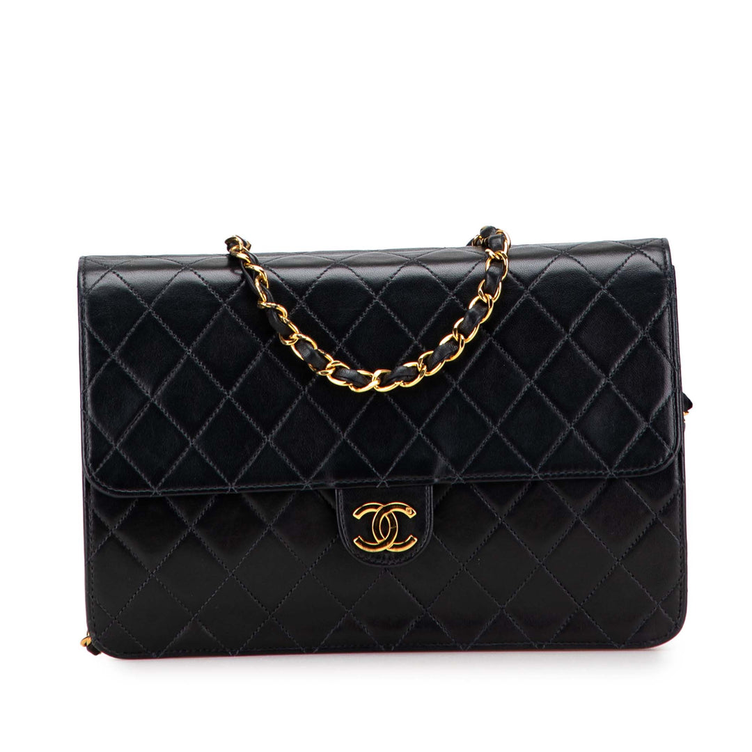 Medium CC Quilted Lambskin Single Flap Black - Gaby Paris