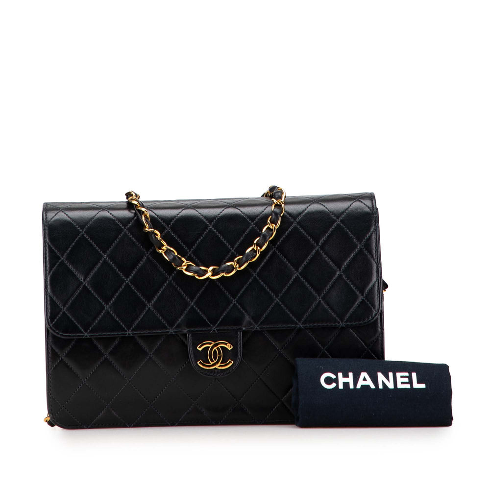 Medium CC Quilted Lambskin Single Flap Black - Gaby Paris