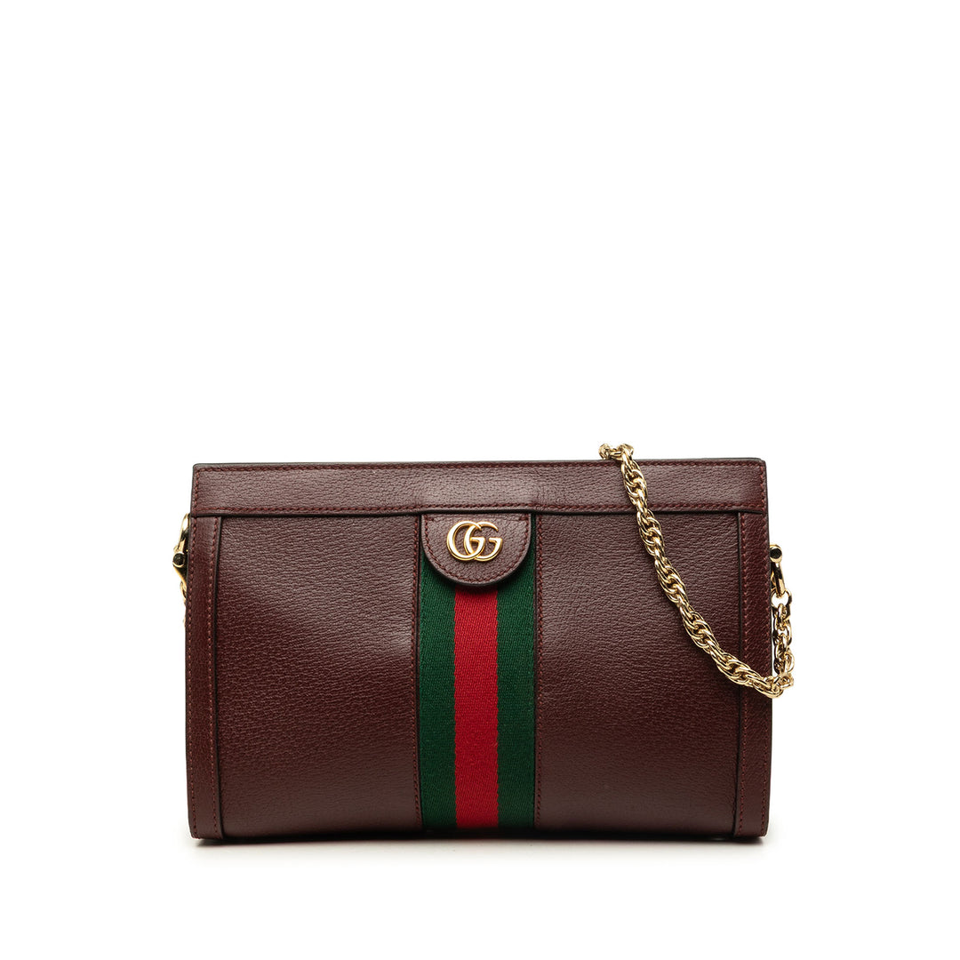 Gucci Sac bandoulière Web Ophidia Chaîne Petit Cuir de veau Rouge – vue principale – GABY PARIS