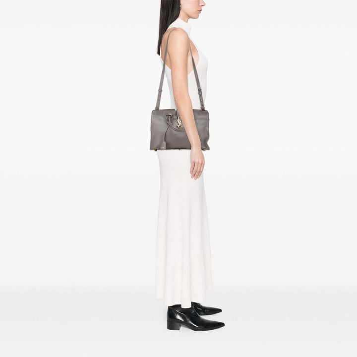 Saint Laurent Small Cuir Monogram Cabas Sac cartable Gris