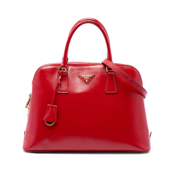 Prada Vernice Promenade Sac Moyen Saffiano Rouge – vue principale – GABY PARIS