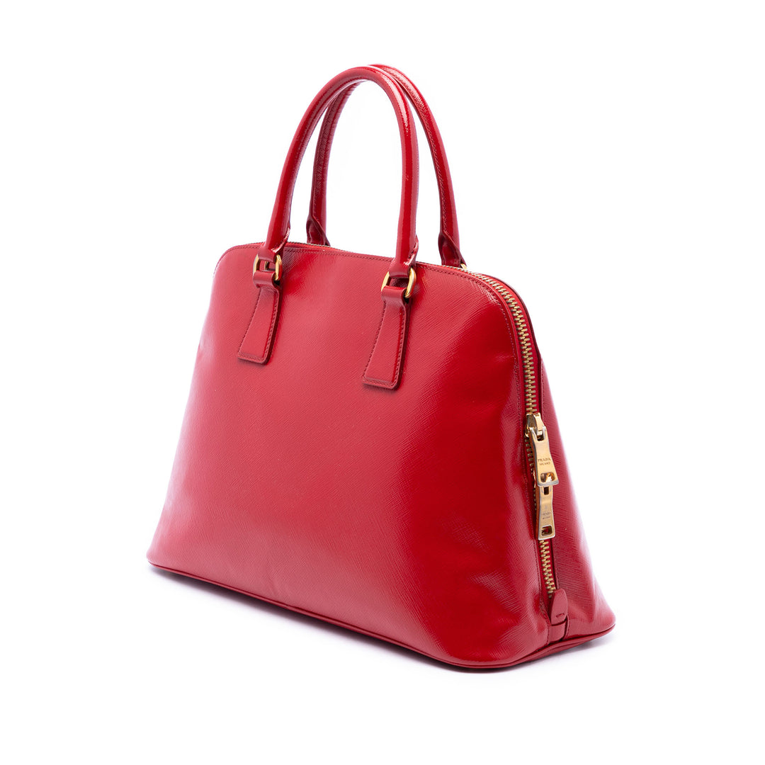 Prada Vernice Promenade Sac Moyen Saffiano Rouge – vue 2 – GABY PARIS