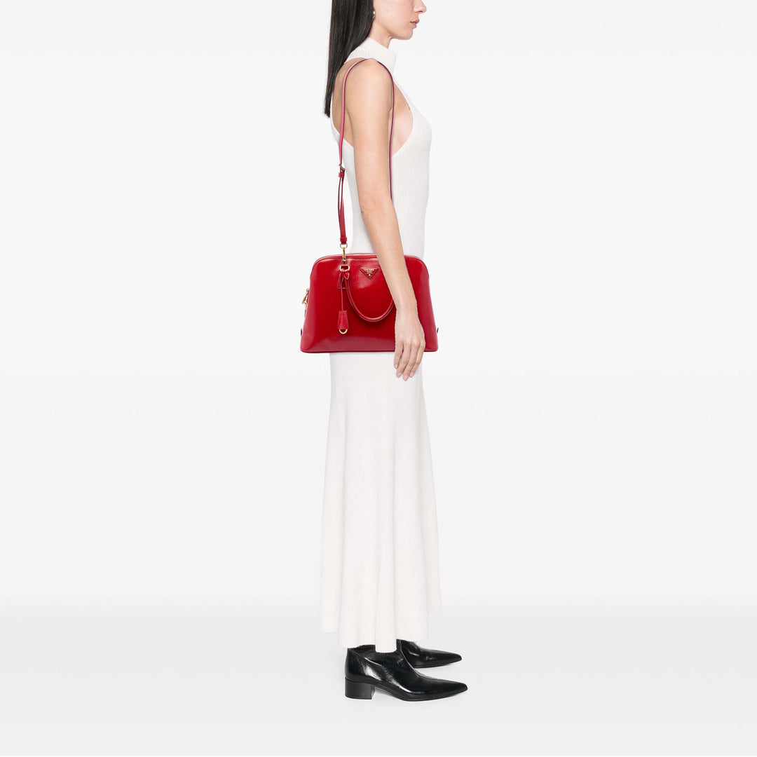 Prada Vernice Promenade Sac Moyen Saffiano Rouge – vue 6 – GABY PARIS