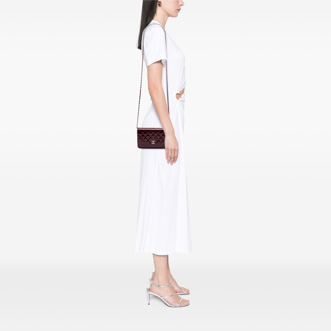 Chanel CC Matelassé Cuir verni Brilliant Wallet on Chain