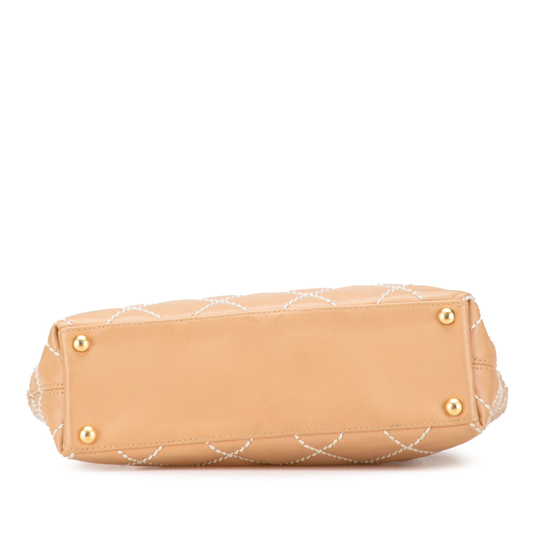 Chanel Small CC Cuir de veau Wild Stitch Cabas Marron