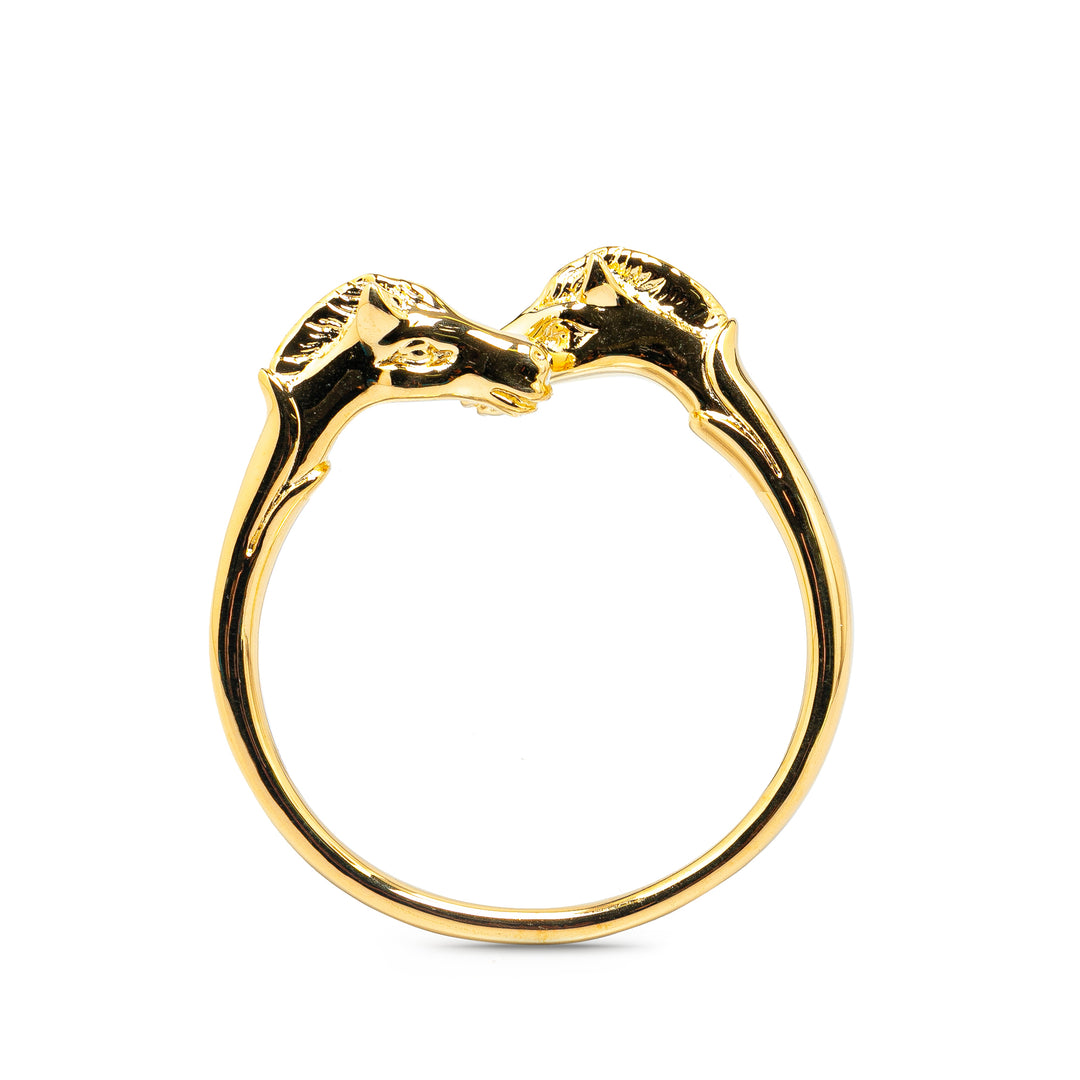 Gold Plated Cheval Double Horse Bangle Gold - Gaby Paris