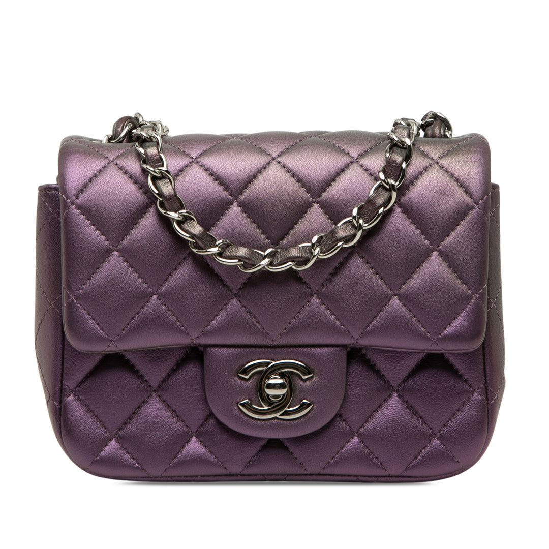 Chanel Classic Carré Irisé Rabat simple Mini Cuir d'agneau
