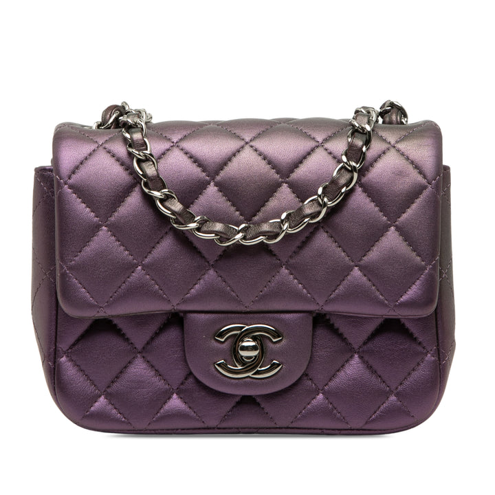 Chanel Classic Carré Irisé Rabat simple Mini Cuir d'agneau