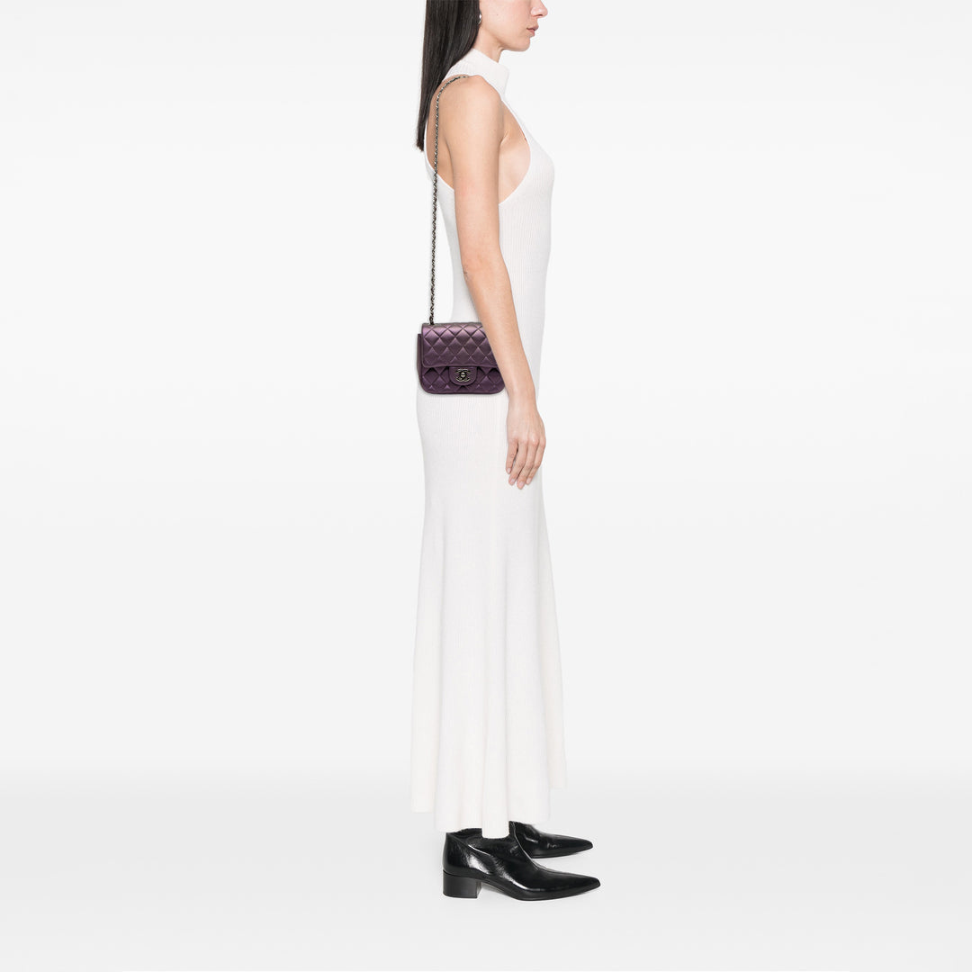 Chanel Classic Carré Irisé Rabat simple Mini Cuir d'agneau