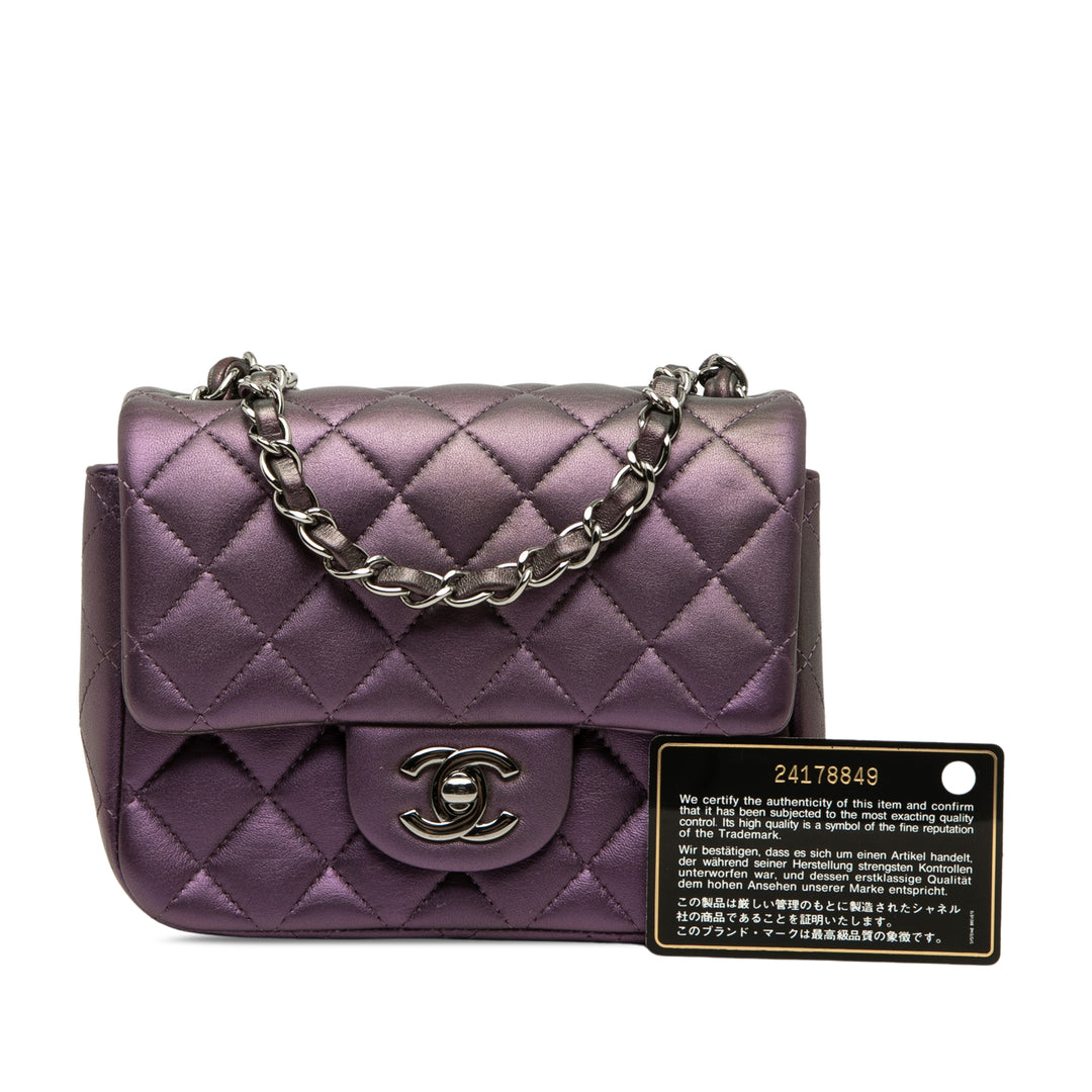Chanel Classic Carré Irisé Rabat simple Mini Cuir d'agneau