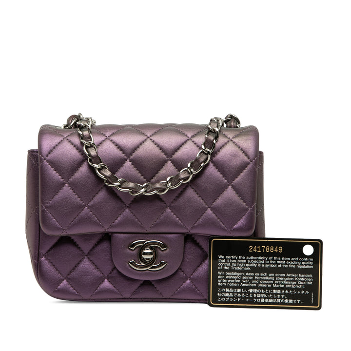 Chanel Classic Carré Irisé Rabat simple Mini Cuir d'agneau