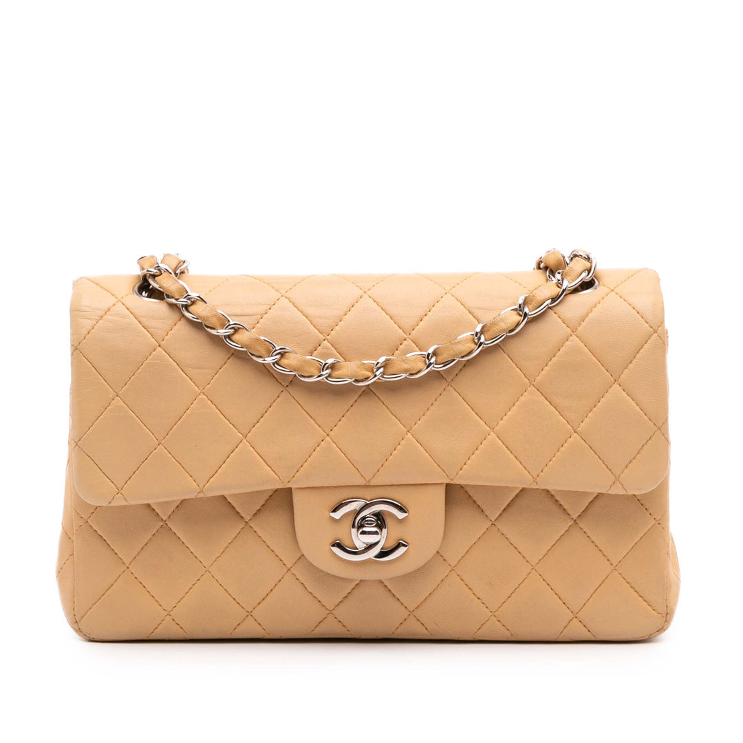 Small Classic Lambskin Double Flap Brown - Gaby Paris