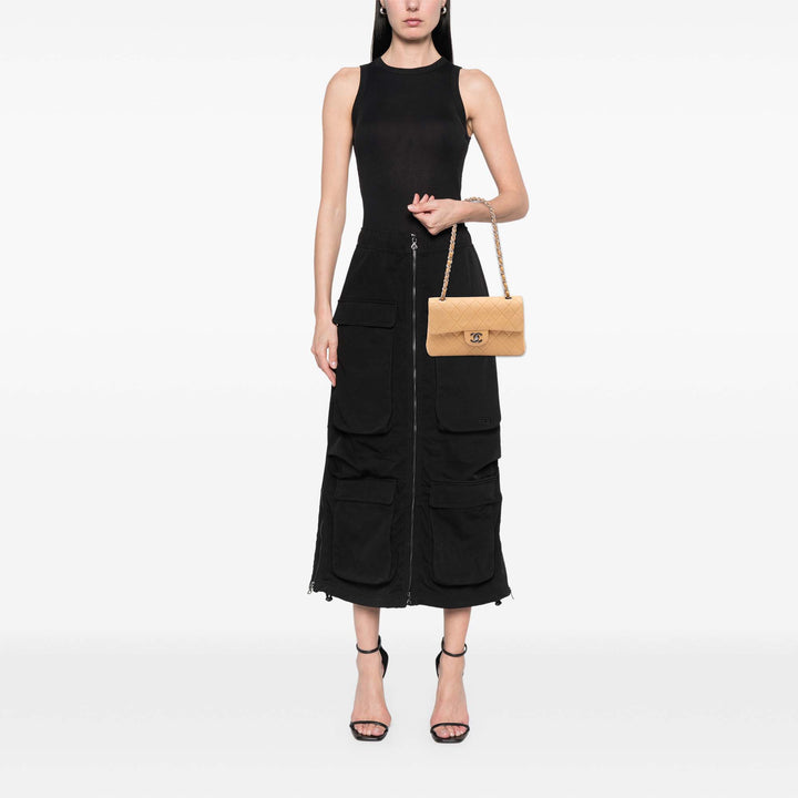 Small Classic Lambskin Double Flap Brown - Gaby Paris