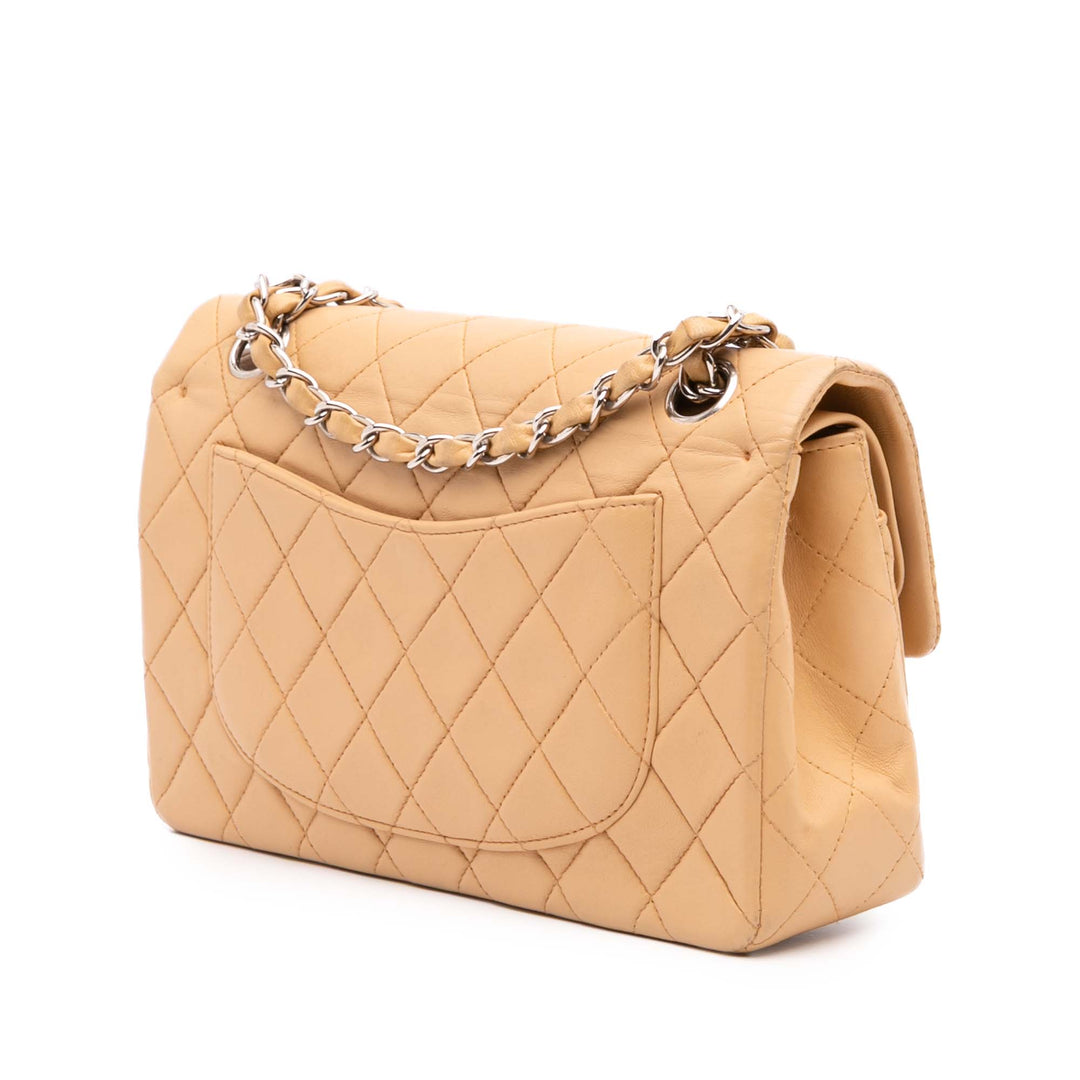 Small Classic Lambskin Double Flap Brown - Gaby Paris